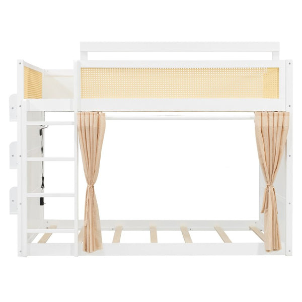 English Elm Queen Eco Solid Platform Bed Minimalist Low Profile Sustainable Frame for Modern Bedroom White Full MDF,Pine,Plywood LT000123AAK