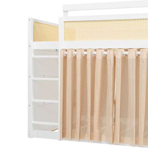 English Elm Queen Eco Solid Platform Bed Minimalist Low Profile Sustainable Frame for Modern Bedroom White Full MDF,Pine,Plywood LT000123AAK