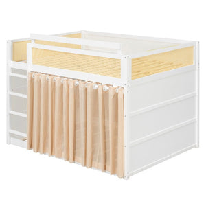 English Elm Queen Eco Solid Platform Bed Minimalist Low Profile Sustainable Frame for Modern Bedroom White Full MDF,Pine,Plywood LT000123AAK