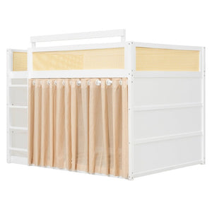 English Elm Queen Eco Solid Platform Bed Minimalist Low Profile Sustainable Frame for Modern Bedroom White Full MDF,Pine,Plywood LT000123AAK