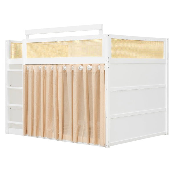English Elm Queen Eco Solid Platform Bed Minimalist Low Profile Sustainable Frame for Modern Bedroom White Full MDF,Pine,Plywood LT000123AAK