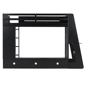 English Elm Twin Loft Bed with Gaming Desk Rgb Lighting Storage Shelves Wood Kids Bedroom LT000160AAI