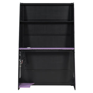 English Elm Twin Loft Bed with Gaming Desk Rgb Lighting Storage Shelves Wood Kids Bedroom LT000160AAI