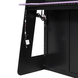 English Elm Queen Murphy Wall Bed with Five Shelf Cabinet MDF Plywood Studio Space Saver Purple LT000245AAI