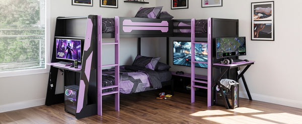English Elm Queen Murphy Wall Bed with Five Shelf Cabinet MDF Plywood Studio Space Saver Purple LT000245AAI