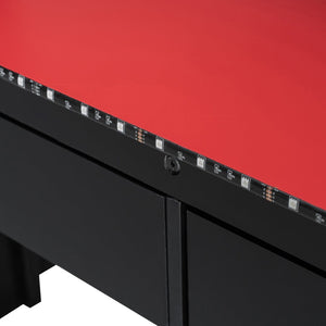 English Elm Full Size Gaming Loft Bed with Rgb Lighting Desk Usb Ports Drawers and Storage Cubbies Black+Red LT000287AAJ