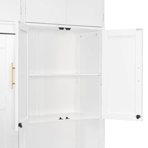 English Elm Full Size Murphy Wall Bed System with Desk Led Shelving Usb Charging and Glass Hutch White LT000330AAK