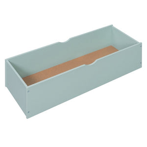 English Elm Twin High Sleeper Loft Bed with Built-In Shelves Oak Accents and Under Drawer Mint Green LT000432AAF