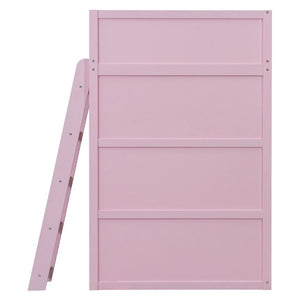 English Elm Twin High Sleeper Loft Bed with Built-In Shelves Oak Accents and Under Drawer Pink LT000432AAH
