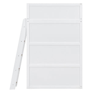 English Elm Twin High Sleeper Loft Bed with Built-In Shelves Oak Accents and Under Drawer White+Natural LT000432AAK