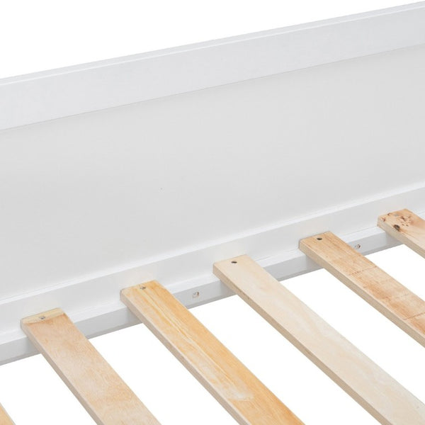 English Elm Twin High Sleeper Loft Bed with Built-In Shelves Oak Accents and Under Drawer White+Natural LT000432AAK