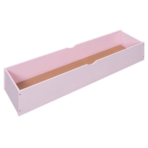 English Elm Full Size Loft Bed with Built in Shelves Under Drawer Oak Accents Kids Room Pink LT000433AAH