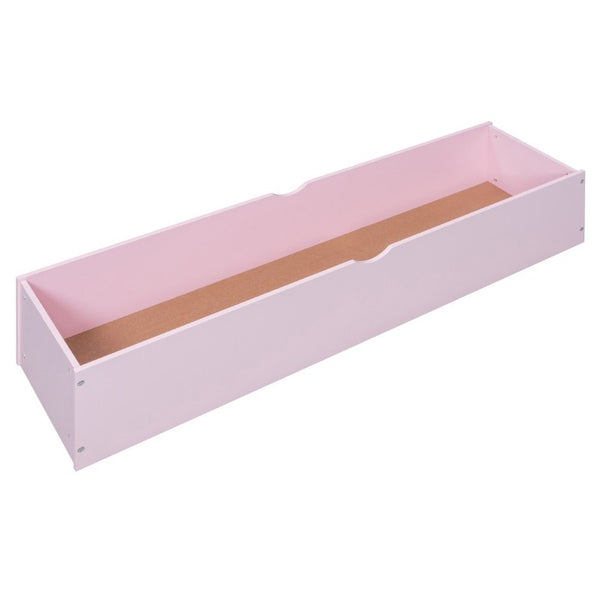 English Elm Full Size Loft Bed with Built in Shelves Under Drawer Oak Accents Kids Room Pink LT000433AAH