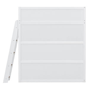 English Elm Full Size Loft Bed with Built in Shelves Under Drawer Oak Accents Kids Room White+Natural LT000433AAK