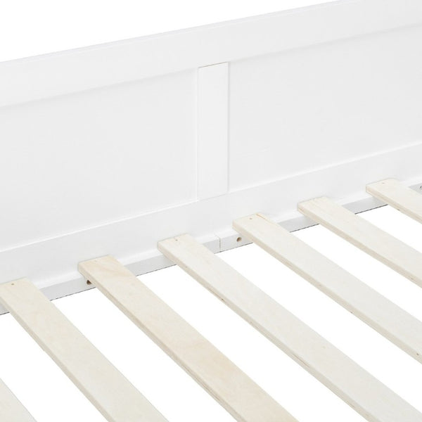 English Elm Twin Loft Bed Solid Wood Frame with L-Shaped Desk Wardrobe Storage and LED Lighting White LT000437AAK
