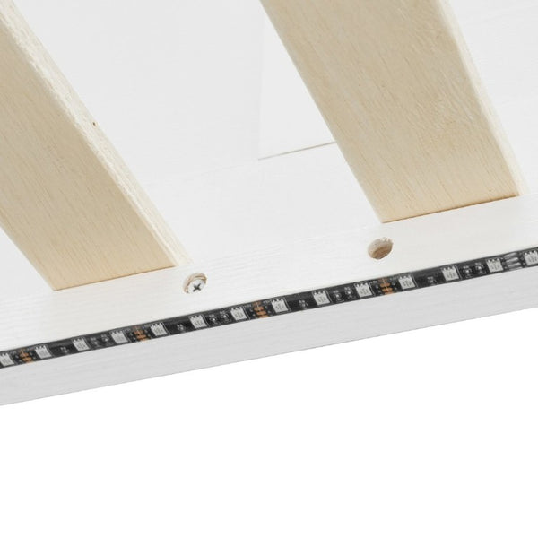 English Elm Full Size Solid Wood Loft Bed with L Shaped Desk Wardrobe Smart LED and USB Charging White LT000438AAK
