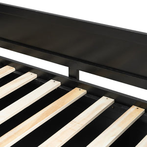 English Elm Queen Eco Solid Platform Bed Minimalist Low Profile Sustainable Frame for Modern Bedroom Black+Blue Full MDF,Pine,Plywood LT000440AAC