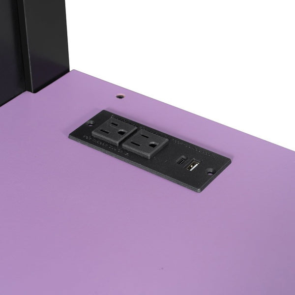 English Elm Twin Loft Bed with Built-In Desk Wardrobe Storage and RGB LED Smart Lighting Full Black+Purple LT000440AAI
