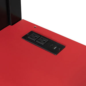 English Elm Twin Loft Bed with Built-In Desk Wardrobe Storage and RGB LED Smart Lighting Full Black+Red LT000440AAJ