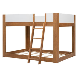 English Elm Twin Low Bunk Bed Solid Wood Frame with Guardrails Reversible Ladder Modern Kids Room Walnut LT000445AAL
