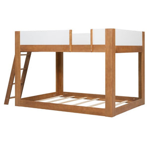 English Elm Twin Low Bunk Bed Solid Wood Frame with Guardrails Reversible Ladder Modern Kids Room Walnut LT000445AAL
