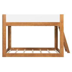 English Elm Twin Low Bunk Bed Solid Wood Frame with Guardrails Reversible Ladder Modern Kids Room Walnut LT000445AAL