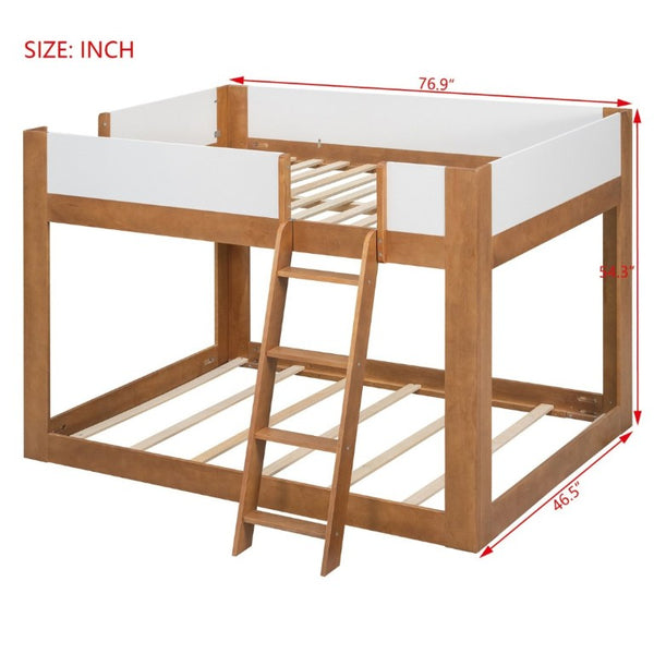 English Elm Twin Low Bunk Bed Solid Wood Frame with Guardrails Reversible Ladder Modern Kids Room Walnut LT000445AAL