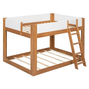 English Elm Twin Low Bunk Bed Solid Wood Frame with Guardrails Reversible Ladder Modern Kids Room Walnut LT000445AAL