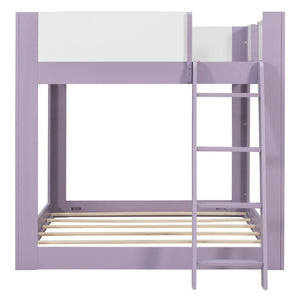 English Elm Full Size Low Bunk Bed Pine Wood Frame with Reversible Ladder and Safety Guardrails Purple LT000446AAI
