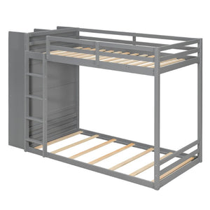 English Elm Queen Murphy Wall Bed with Integrated Shelves for Studio and Guest Room Use Gray 91.81 L x 42.36 W x 64.37 H LT000451AAE