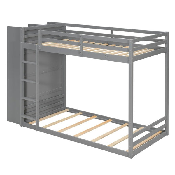 English Elm Queen Murphy Wall Bed with Integrated Shelves for Studio and Guest Room Use Gray 91.81 L x 42.36 W x 64.37 H LT000451AAE