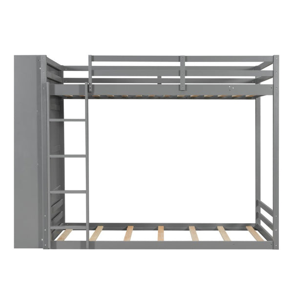 English Elm Queen Murphy Wall Bed with Integrated Shelves for Studio and Guest Room Use Gray 91.81 L x 42.36 W x 64.37 H LT000451AAE