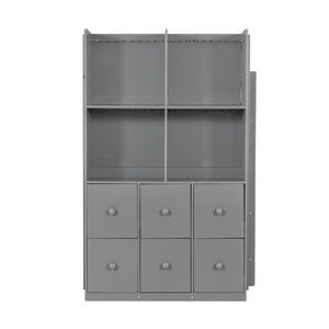 English Elm Queen Murphy Wall Bed with Integrated Shelves for Studio and Guest Room Use Gray 91.81 L x 42.36 W x 64.37 H LT000451AAE