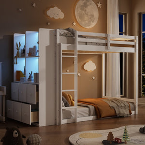 English Elm Queen Murphy Wall Bed with Integrated Shelves for Studio and Guest Room Use White 91.81 L x 42.36 W x 64.37 H LT000451AAK