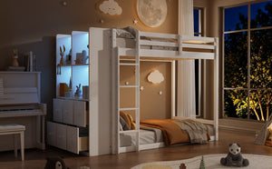 English Elm Queen Murphy Wall Bed with Integrated Shelves for Studio and Guest Room Use White 91.81 L x 42.36 W x 64.37 H LT000451AAK