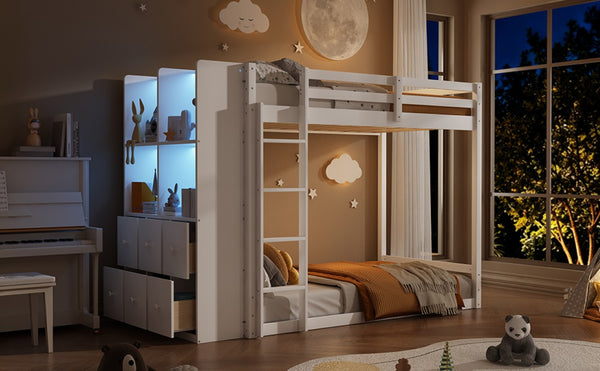 English Elm Queen Murphy Wall Bed with Integrated Shelves for Studio and Guest Room Use White 91.81 L x 42.36 W x 64.37 H LT000451AAK