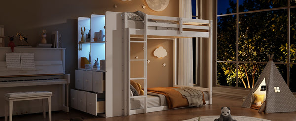 English Elm Queen Murphy Wall Bed with Integrated Shelves for Studio and Guest Room Use White 91.81 L x 42.36 W x 64.37 H LT000451AAK