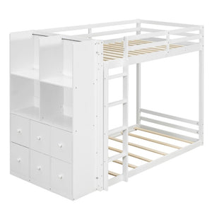 English Elm Queen Murphy Wall Bed with Integrated Shelves for Studio and Guest Room Use White 91.81 L x 42.36 W x 64.37 H LT000451AAK