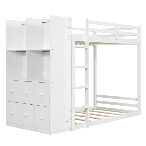 English Elm Queen Murphy Wall Bed with Integrated Shelves for Studio and Guest Room Use White 91.81 L x 42.36 W x 64.37 H LT000451AAK