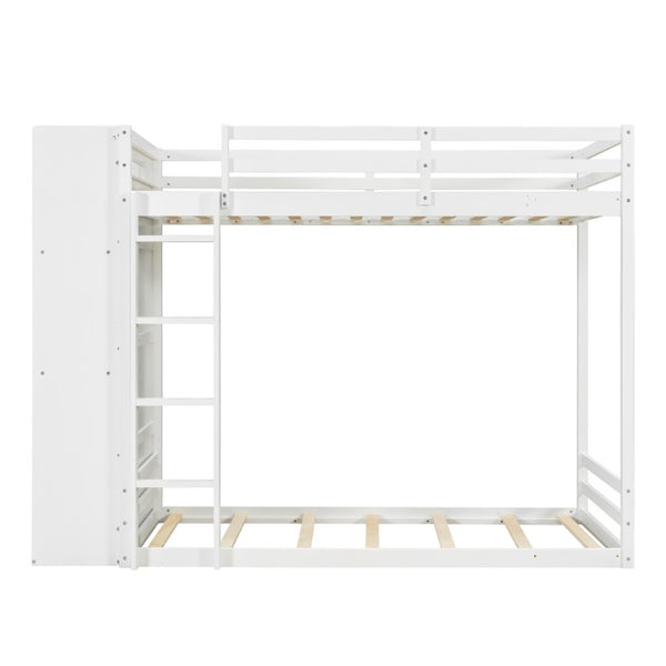 English Elm Queen Murphy Wall Bed with Integrated Shelves for Studio and Guest Room Use White 91.81 L x 42.36 W x 64.37 H LT000451AAK