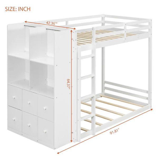English Elm Queen Murphy Wall Bed with Integrated Shelves for Studio and Guest Room Use White 91.81 L x 42.36 W x 64.37 H LT000451AAK