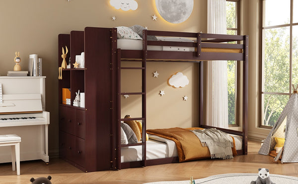 English Elm Queen Eco Solid Platform Bed Minimalist Low Profile Sustainable Frame for Modern Bedroom Espresso Twin MDF,Pine,Plywood LT000451AAP
