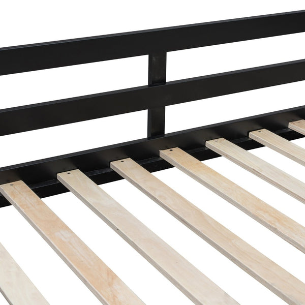 English Elm Full XL Loft Bed with Built-In Desk Trundle Drawers and Stair Storage for Teens Black+Blue LT000454AAC