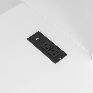 English Elm Full Size Wood Loft Bed with U-Shaped Desk RGB Lighting USB Ports and Storage Drawers White LT000456AAK