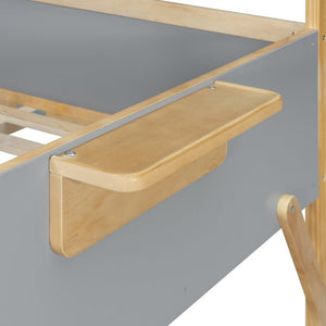 English Elm Full Over House Bunk Bed with Stair Access LED Lighting and Side Storage Gray LT000458AAE