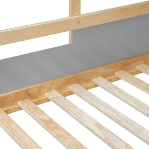 English Elm Full Over House Bunk Bed with Stair Access LED Lighting and Side Storage Gray LT000458AAE