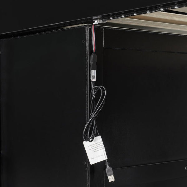 English Elm Full-Size Gaming Loft Bed with RGB Lighting Desk Wardrobe and USB Charging Hub Purple LT000459AAI
