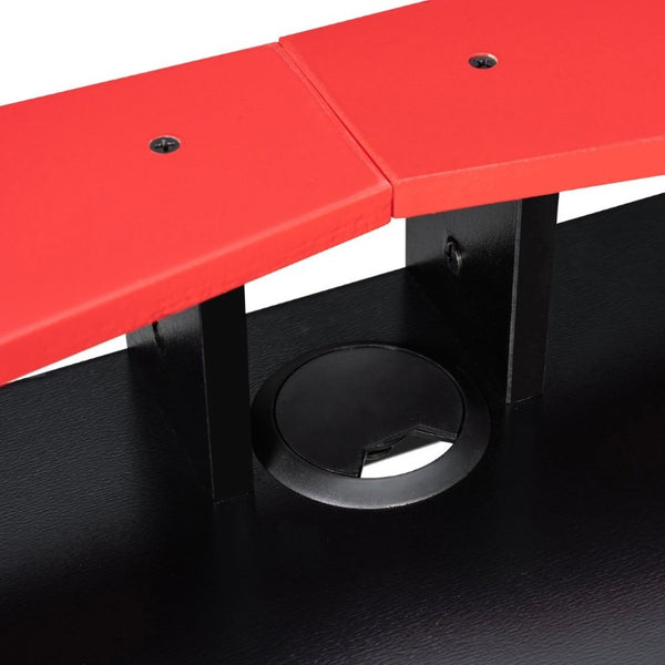 English Elm Full-Size Gaming Loft Bed with RGB Lighting Desk Wardrobe and USB Charging Hub Black+Red LT000459AAJ