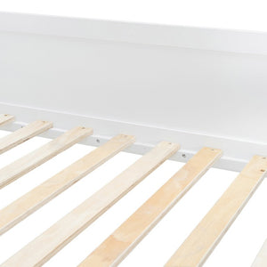 English Elm Full Size Kids Playhouse Loft Bed with Slide Storage Shelves and Sturdy Guardrails White+Pink LT000465AAH