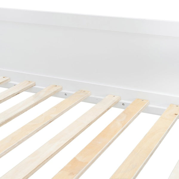 English Elm Full Size Kids Playhouse Loft Bed with Slide Storage Shelves and Sturdy Guardrails White+Pink LT000465AAH